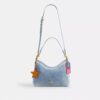 Laurel Shoulder Bag in Loved Denim with Charms