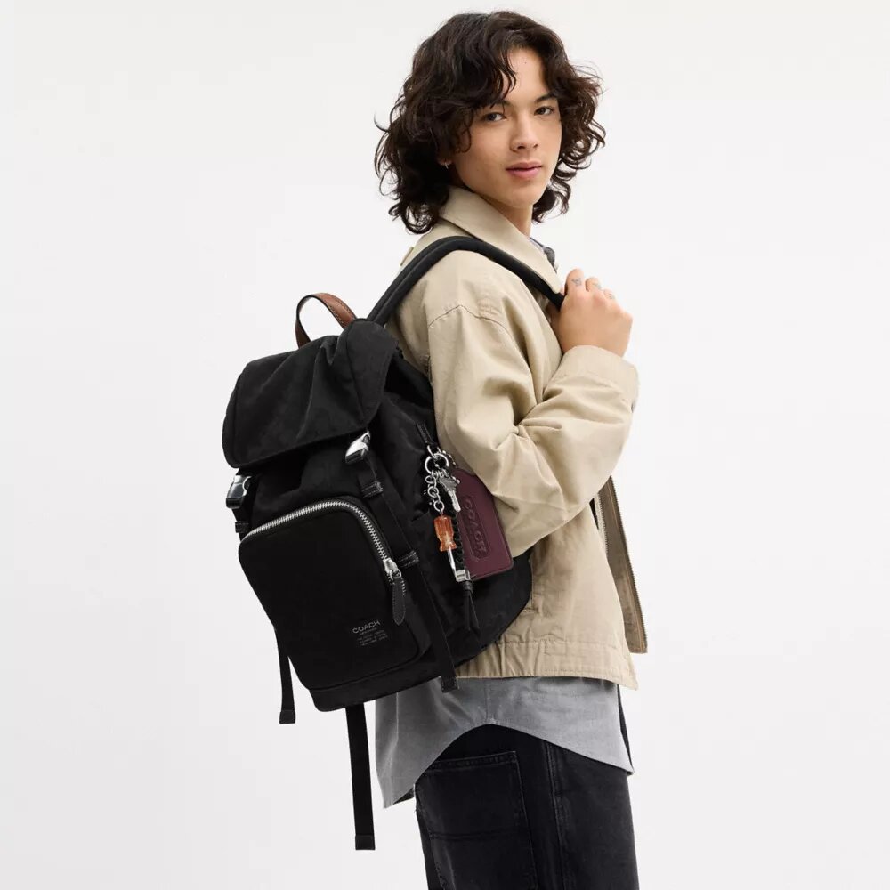 Logan Backpack in Signature Nylon with Charms