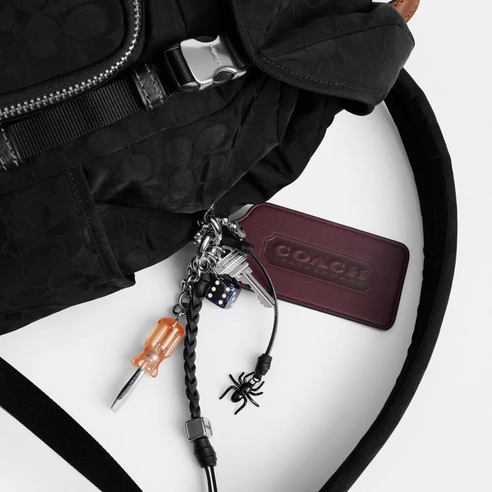 Logan Backpack in Signature Nylon with Charms