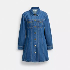 Long Sleeve Denim Dress in Organic Cotton