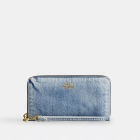 Long Zip Around Wallet in Loved Denim