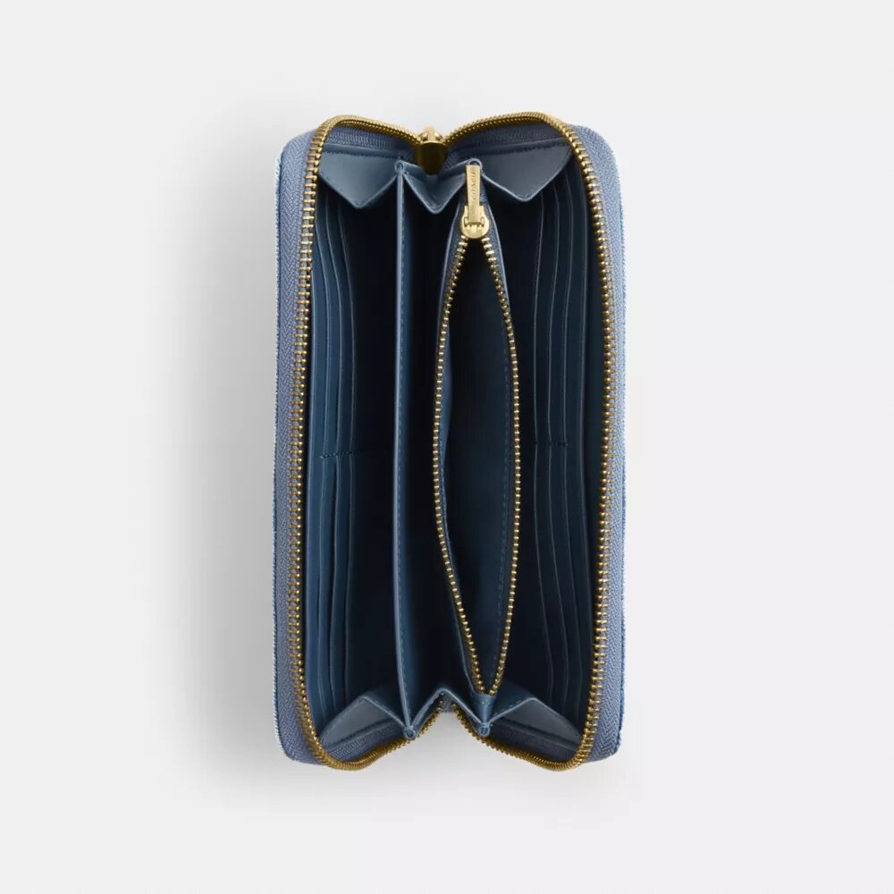 Long Zip Around Wallet in Loved Denim