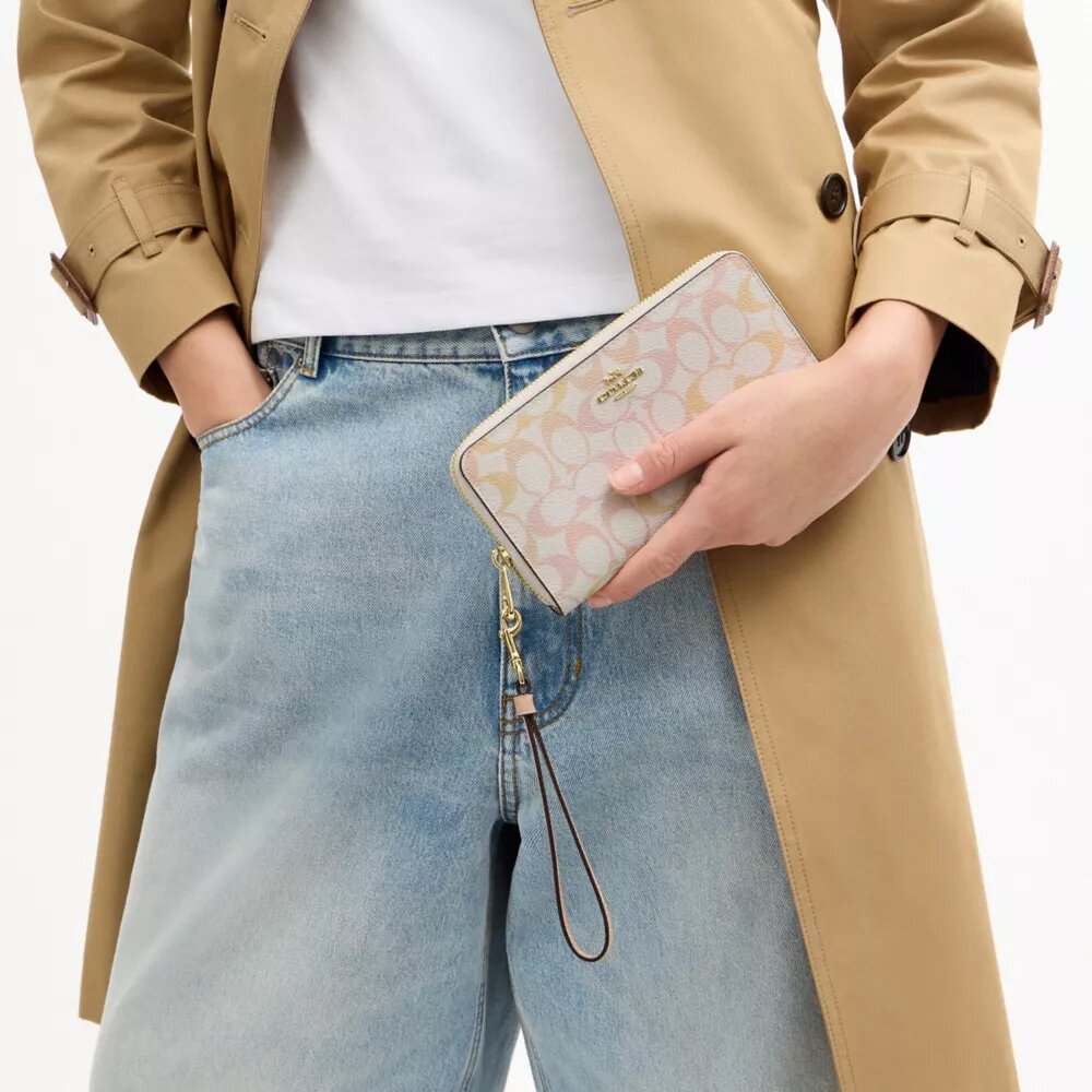 Long Zip Around Wallet in Signature Canvas