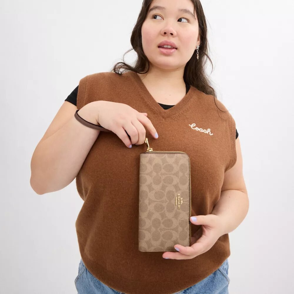 Long Zip Around Wallet in Signature Canvas