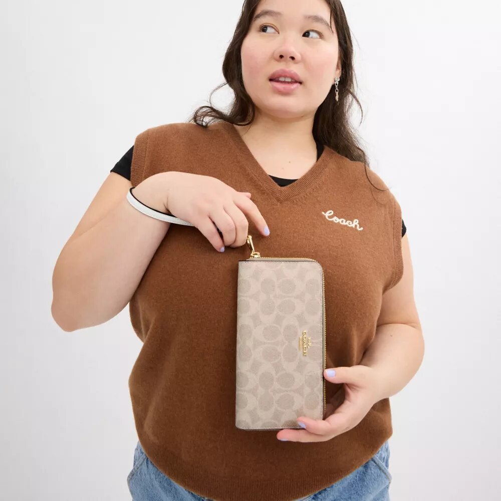 Long Zip Around Wallet in Signature Canvas
