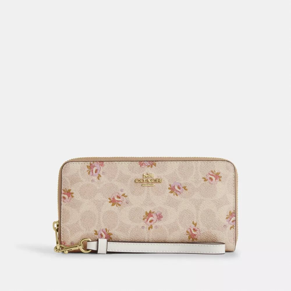 Long Zip Around Wallet in Signature Canvas with Floral Print
