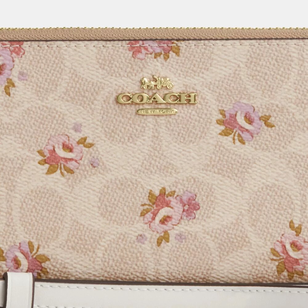 Long Zip Around Wallet in Signature Canvas with Floral Print