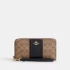 Long Zip Around Wallet in Signature Canvas with Stripe
