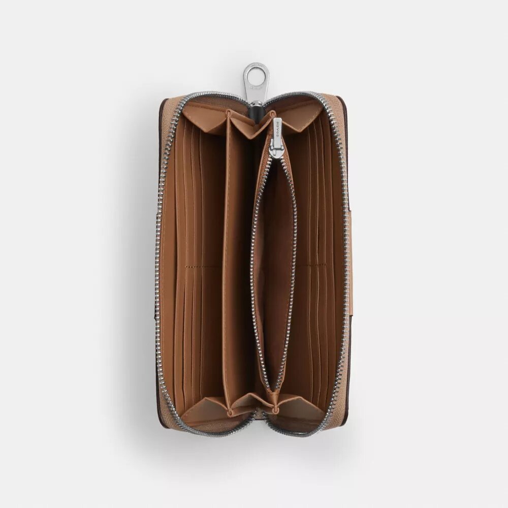 Long Zip Around Wallet in Signature Canvas with Stripe