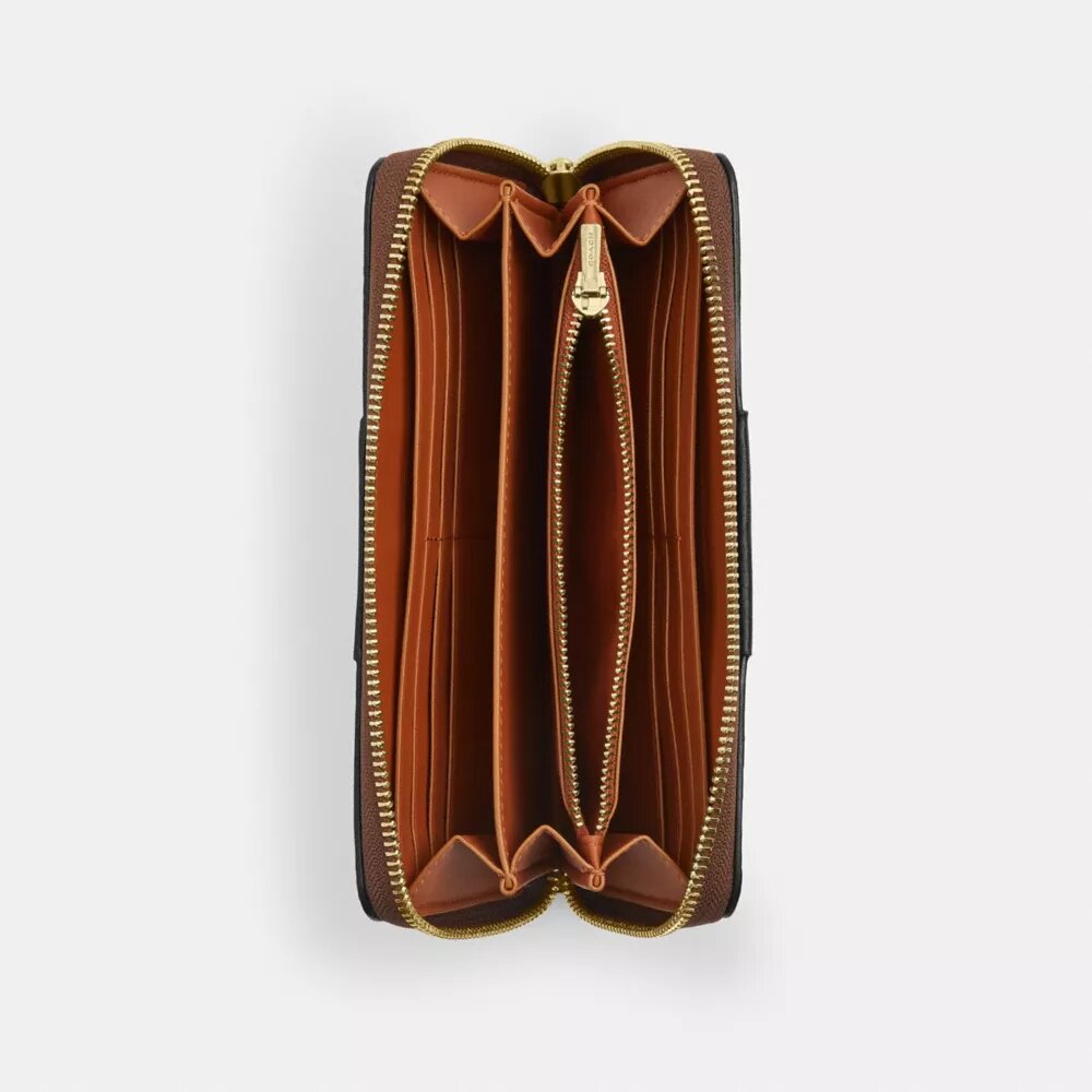 Long Zip Around Wallet in Signature Canvas with Stripe