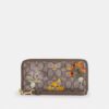 Long Zip Around Wallet in Signature Jacquard with Floral Embroidery