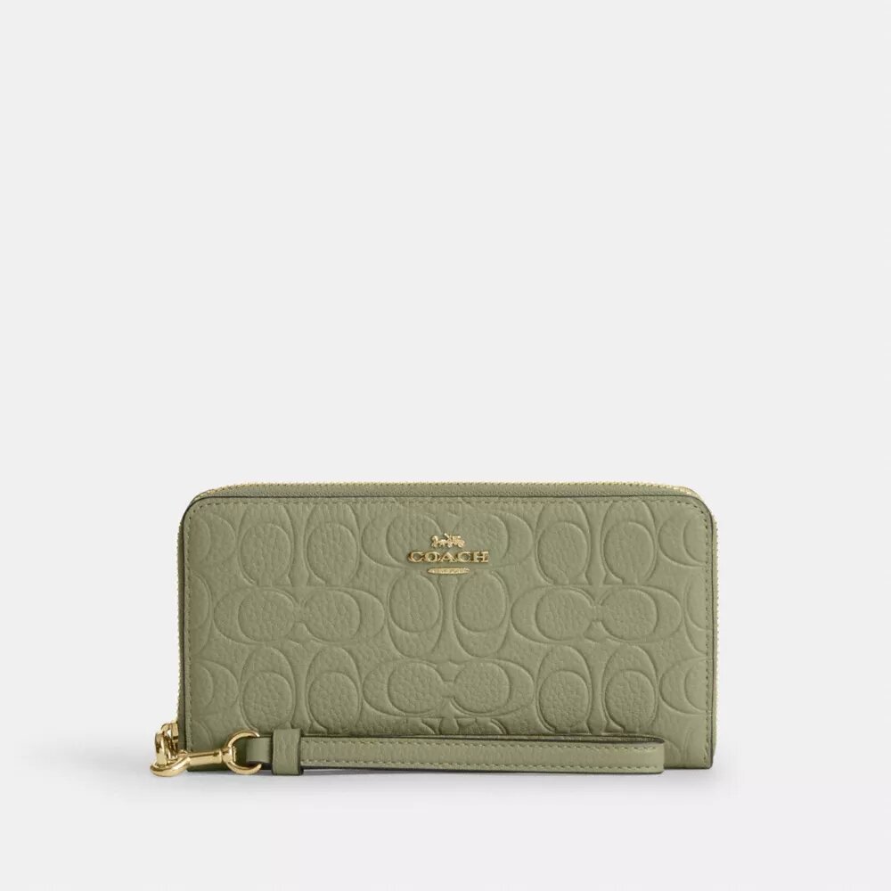 Long Zip Around Wallet in Signature Leather