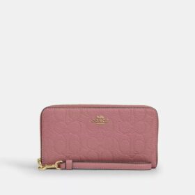 Long Zip Around Wallet in Signature Leather