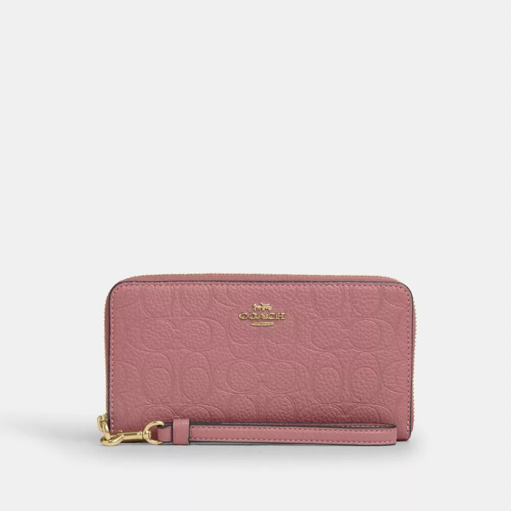 Long Zip Around Wallet in Signature Leather