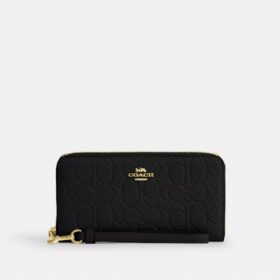 Long Zip Around Wallet in Signature Leather