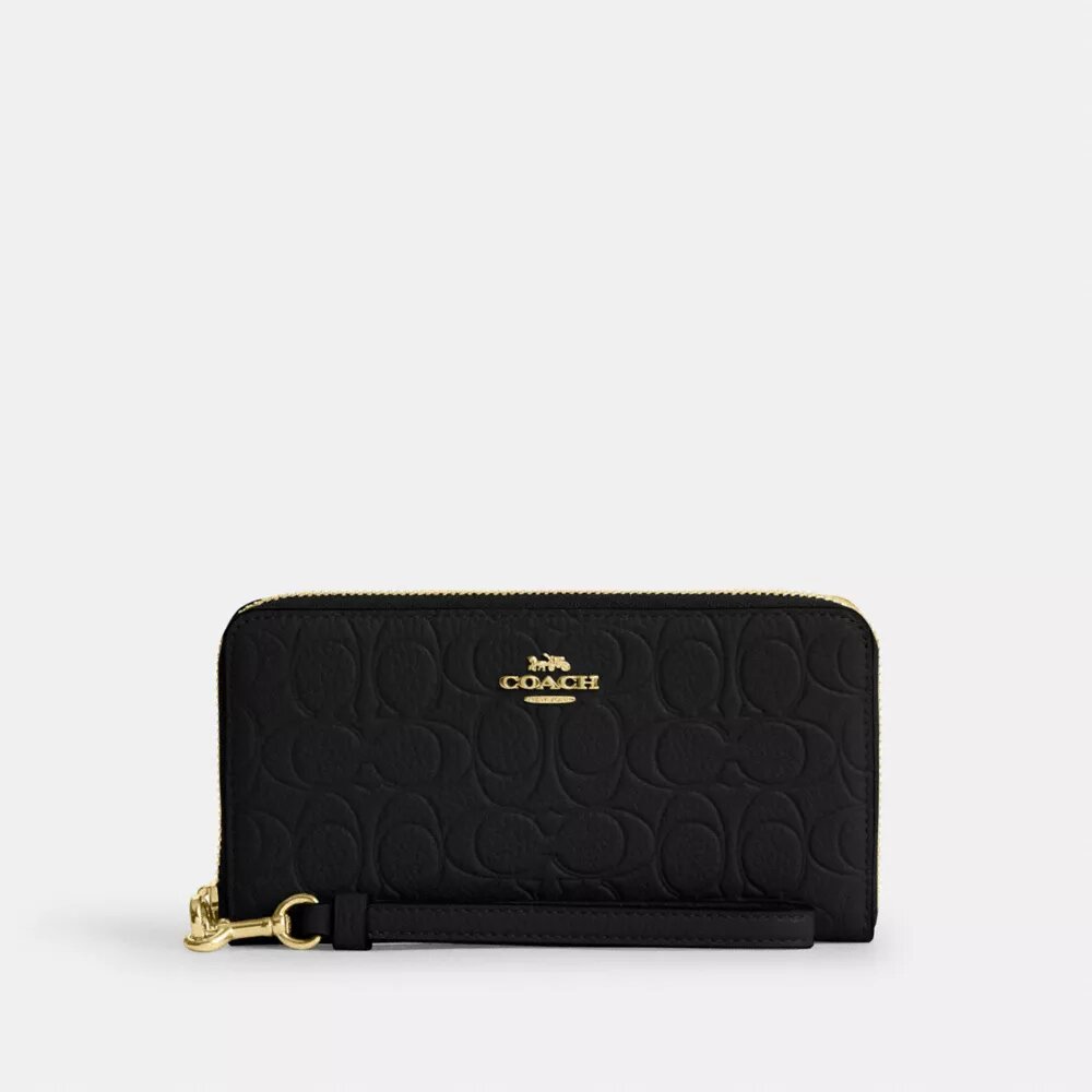 Long Zip Around Wallet in Signature Leather