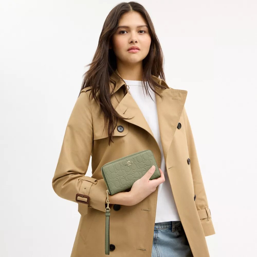 Long Zip Around Wallet in Signature Leather