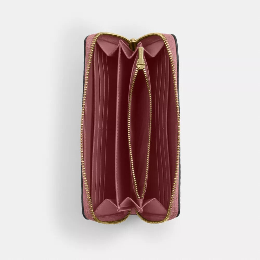Long Zip Around Wallet in Signature Leather