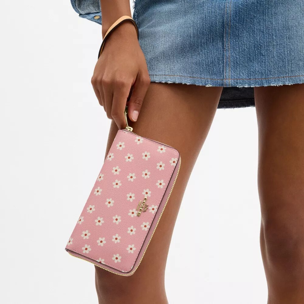 Long Zip Around Wallet with Floral Print