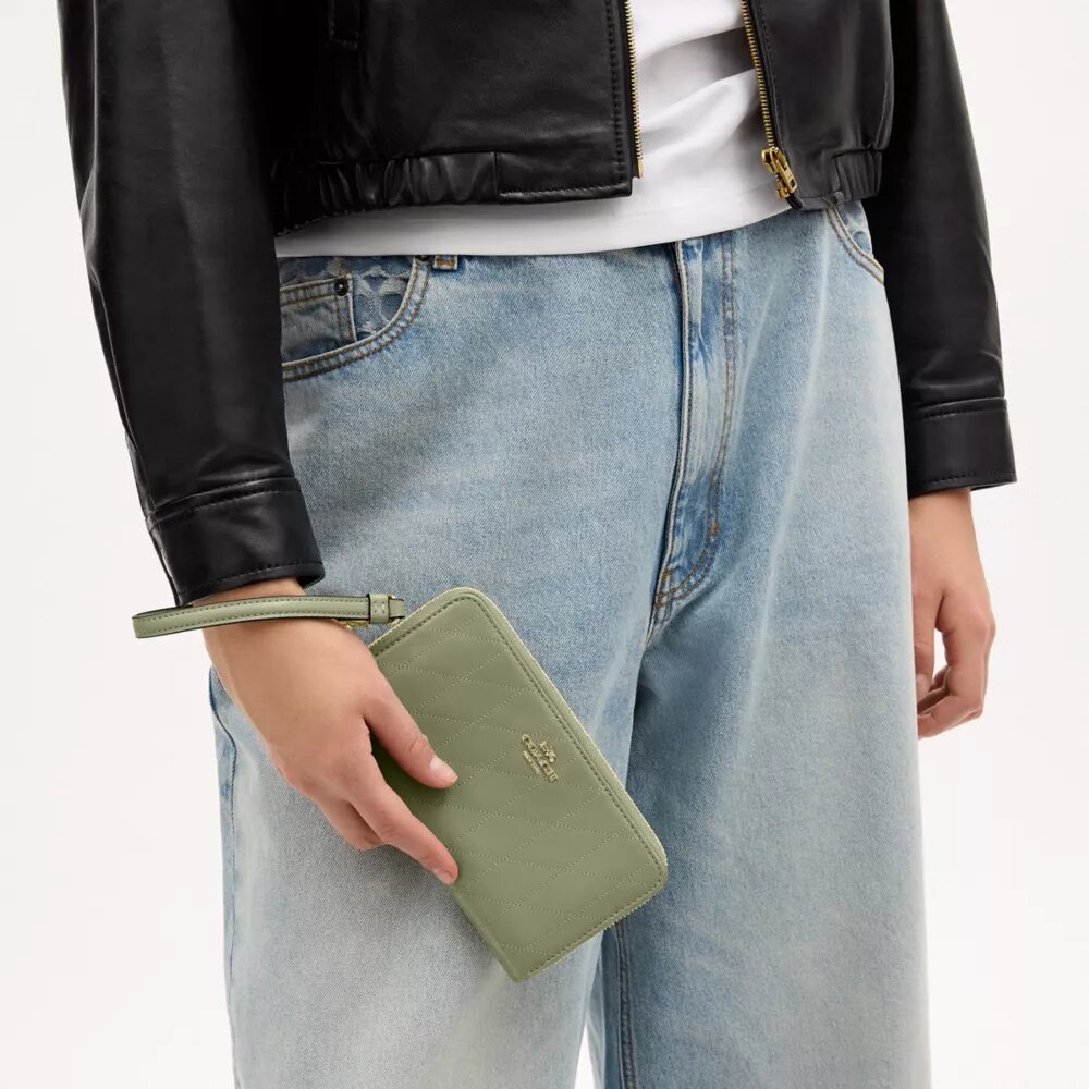 Long Zip Around Wallet with Quilting