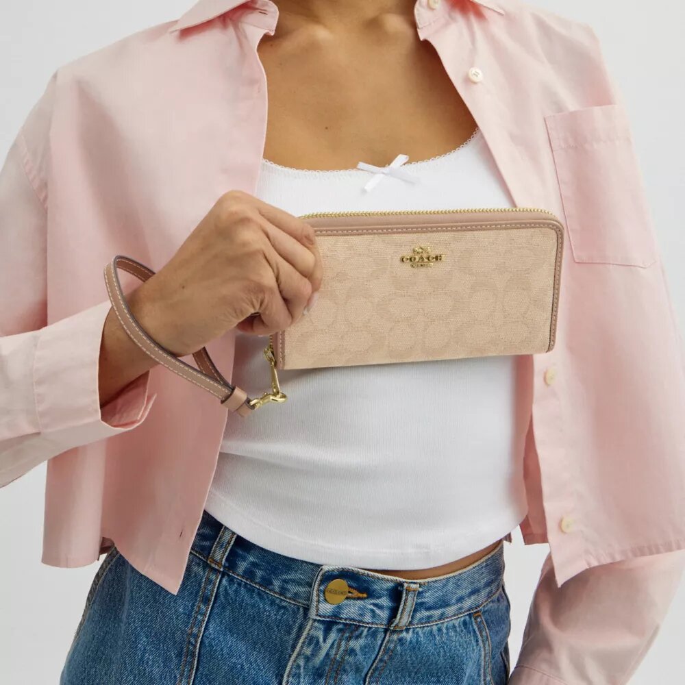Long Zip Around Wallet with Signature Canvas