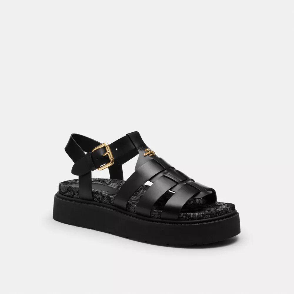 Lucy Lug Sole Sandal in Signature Jacquard