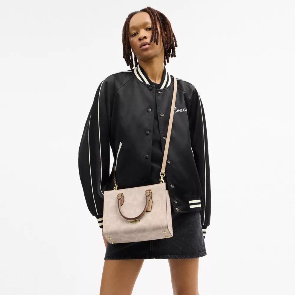 Maggie Small Tote Bag in Blocked Signature Canvas