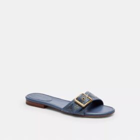 Margot Flat Sandal in Crystal Signature Denim