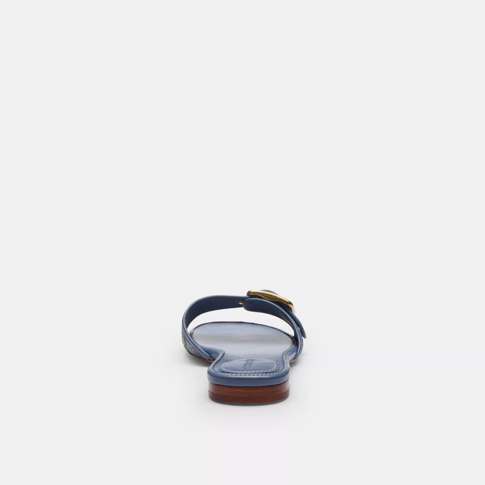 Margot Flat Sandal in Crystal Signature Denim