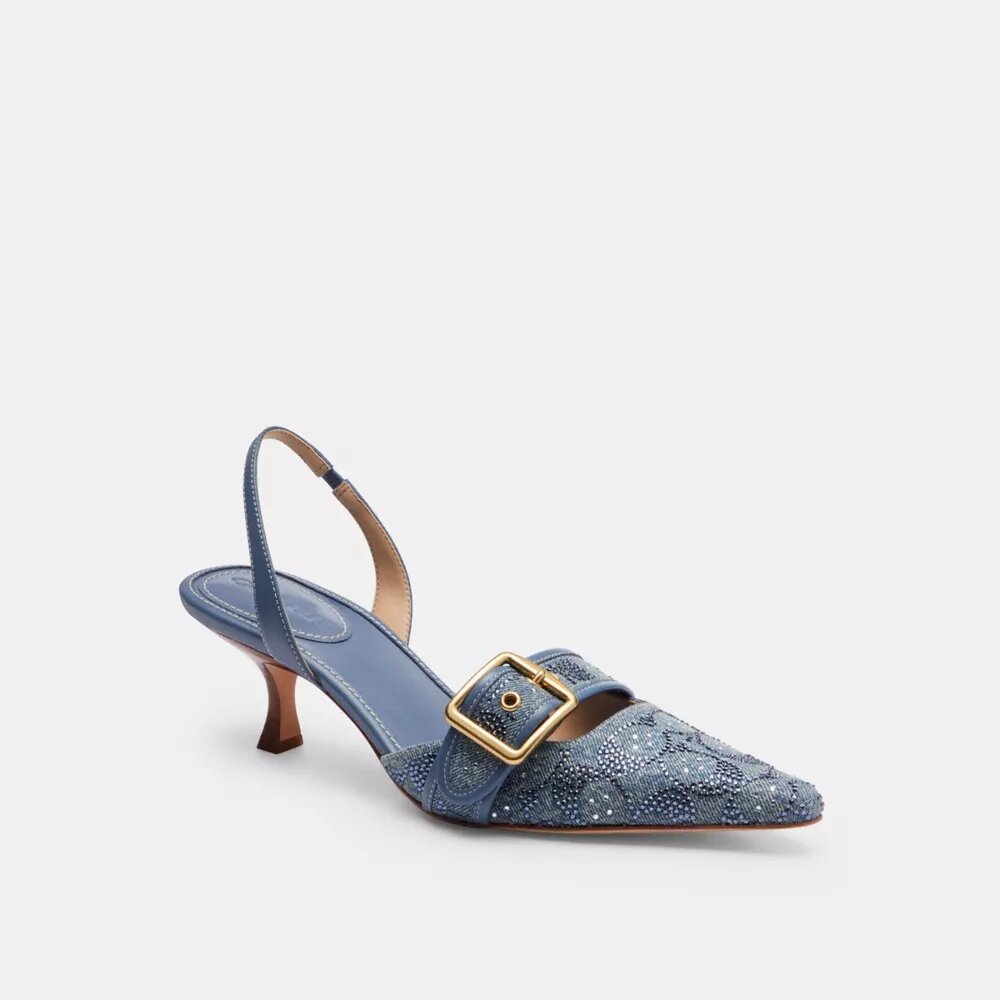 Margot Slingback in Crystal Signature Denim