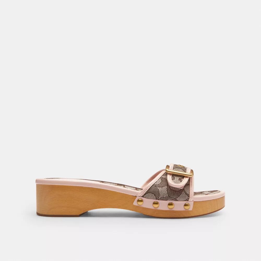 Margot Wooden Sandal in Signature Jacquard