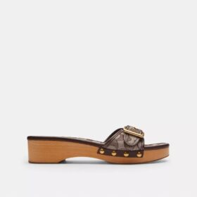 Margot Wooden Sandal in Signature Jacquard