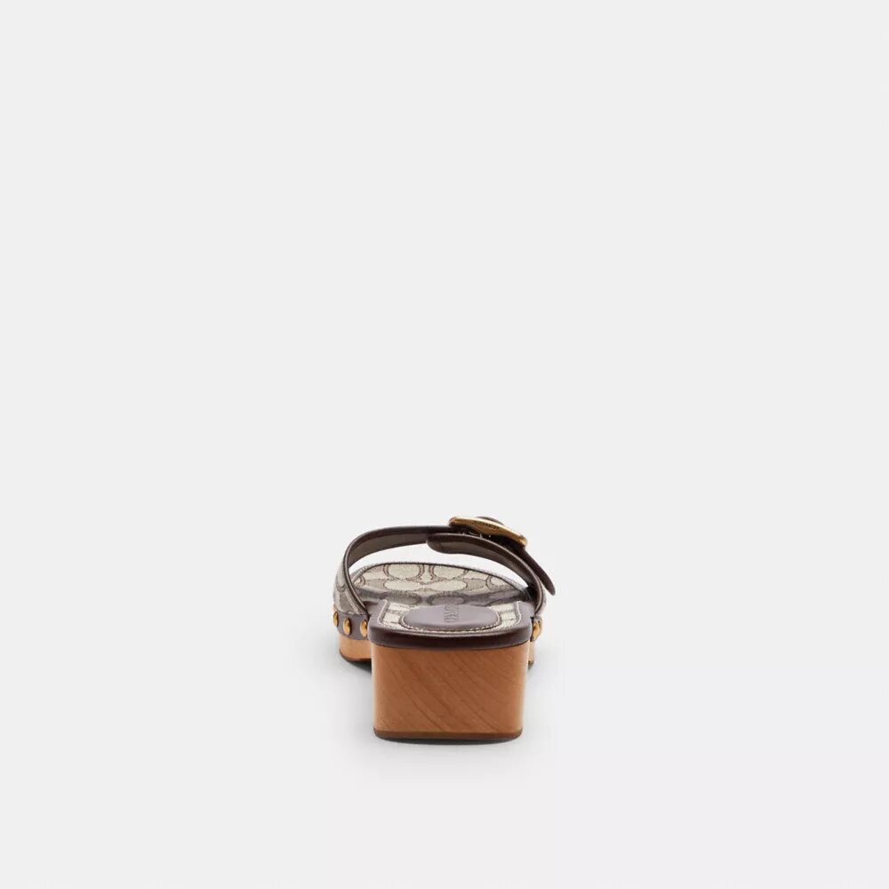 Margot Wooden Sandal in Signature Jacquard