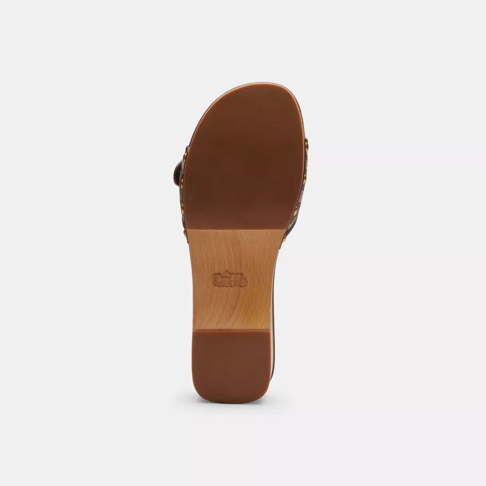 Margot Wooden Sandal in Signature Jacquard