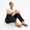 Margot Wooden Sandal with Signature Denim Patchwork