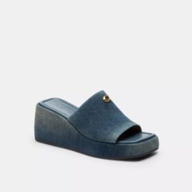 Marie Platform Sandal in Loved Denim