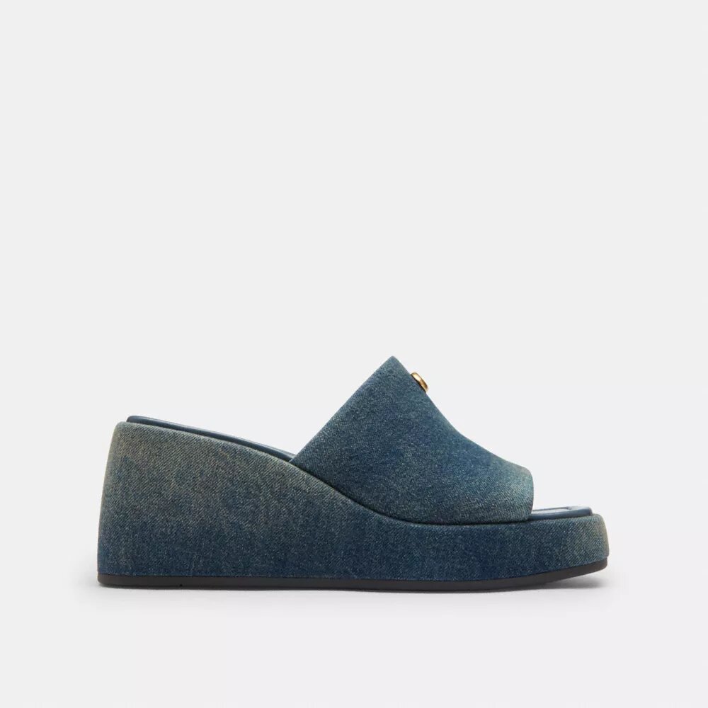 Marie Platform Sandal in Loved Denim