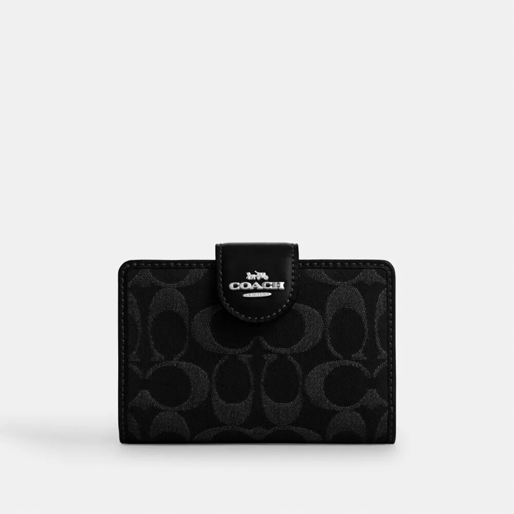 Medium Corner Zip Wallet in Signature Denim