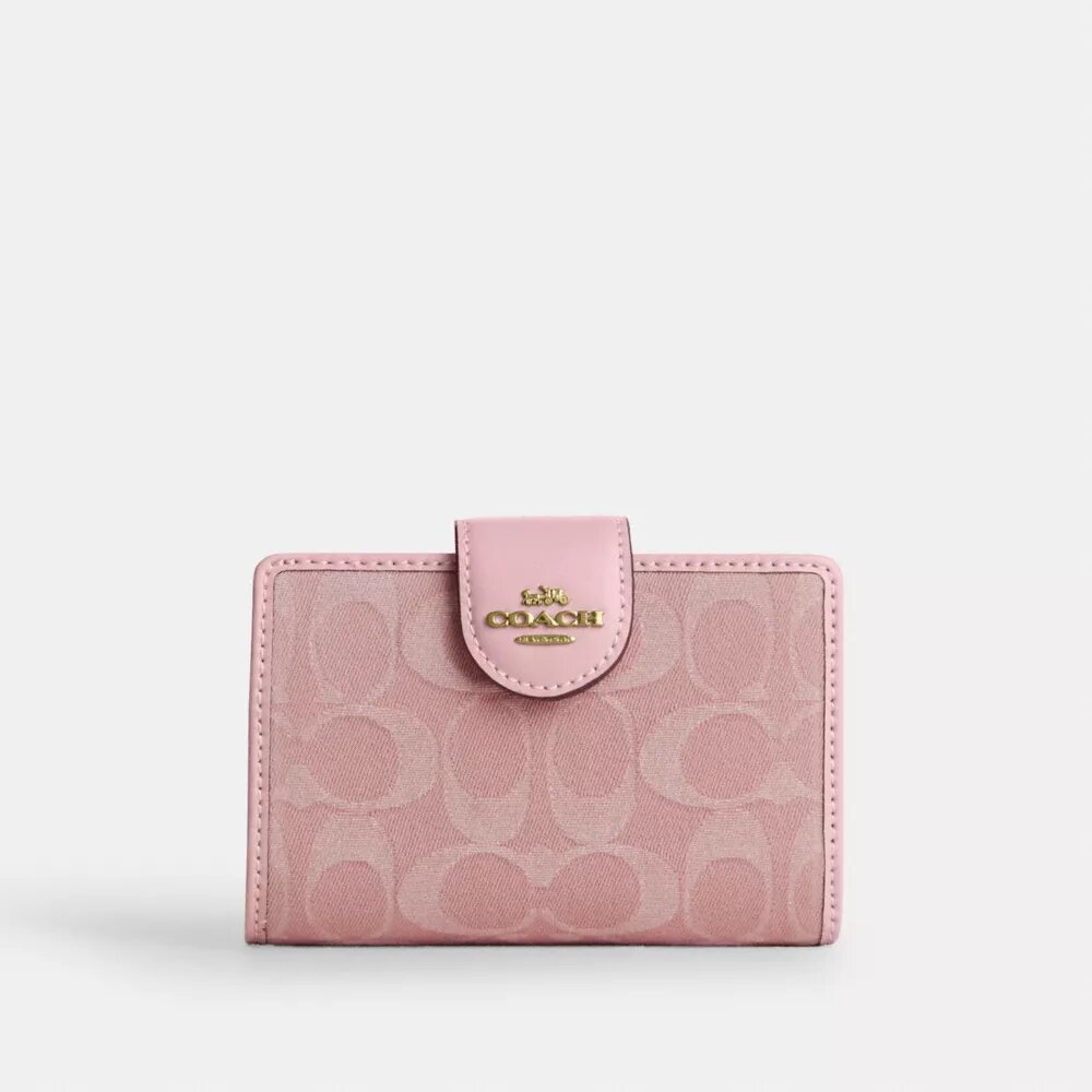 Medium Corner Zip Wallet in Signature Denim