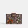 Medium Corner Zip Wallet in Signature Jacquard with Floral Embroidery