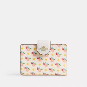 Medium Corner Zip Wallet with Floral Print