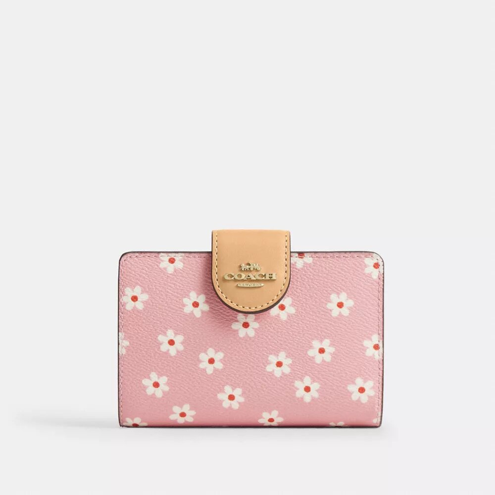 Medium Corner Zip Wallet with Floral Print