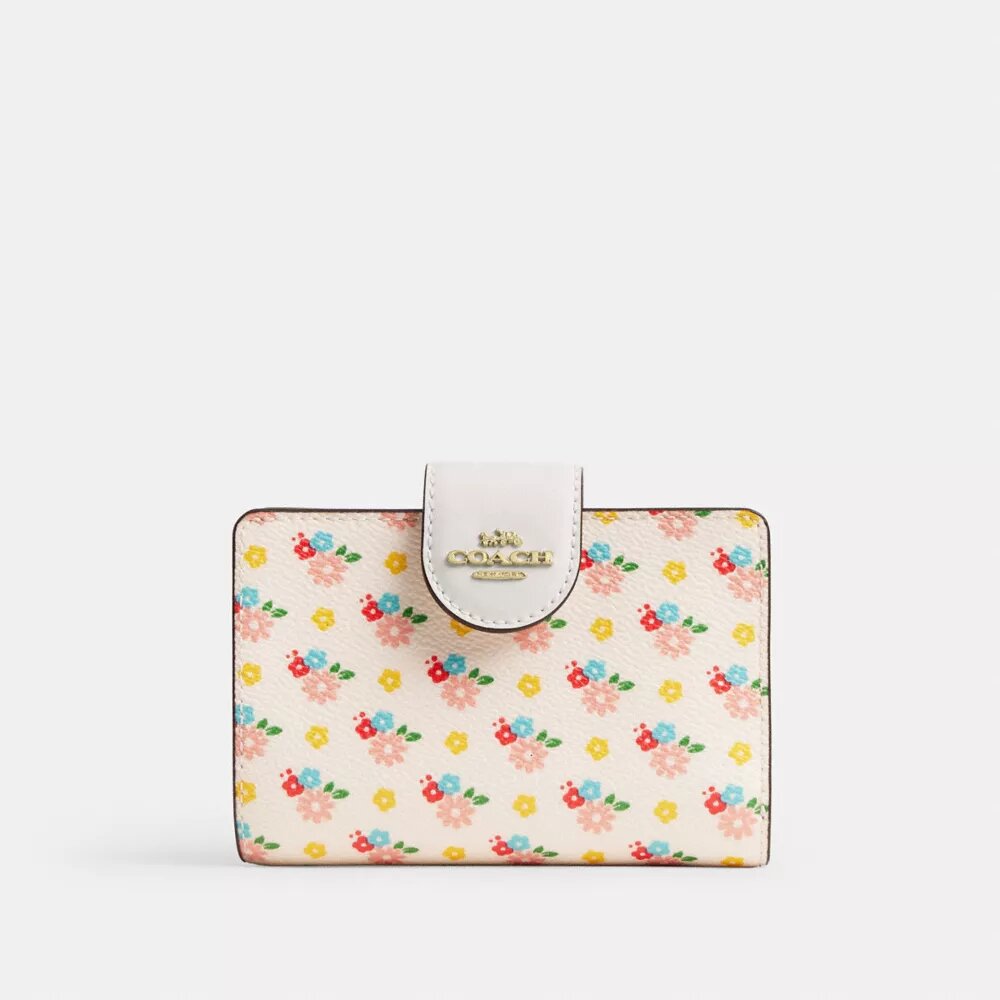 Medium Corner Zip Wallet with Floral Print