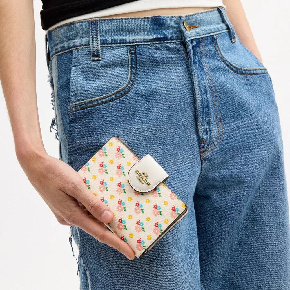 Medium Corner Zip Wallet with Floral Print