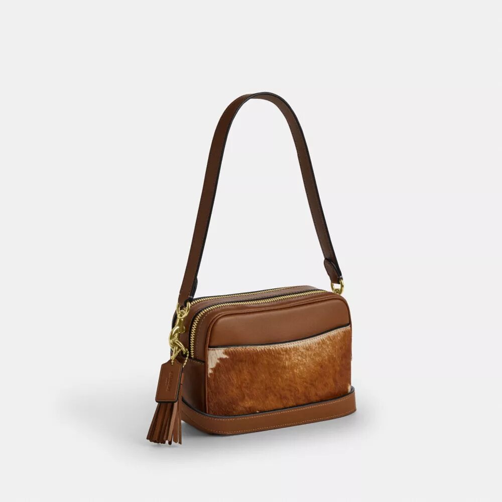 Mini Carey Crossbody Bag in Haircalf with Cow Print