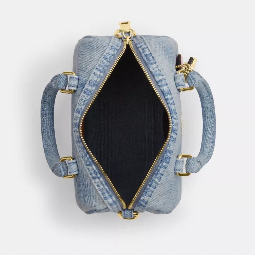 Mini Rowan Crossbody Bag in Loved Denim with Charms