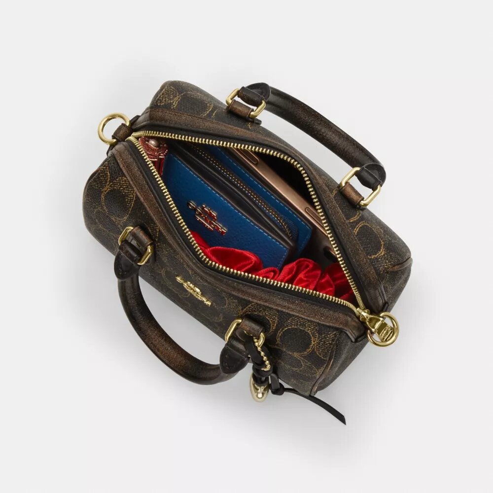 Mini Rowan Crossbody Bag in Loved Signature Canvas with Charms