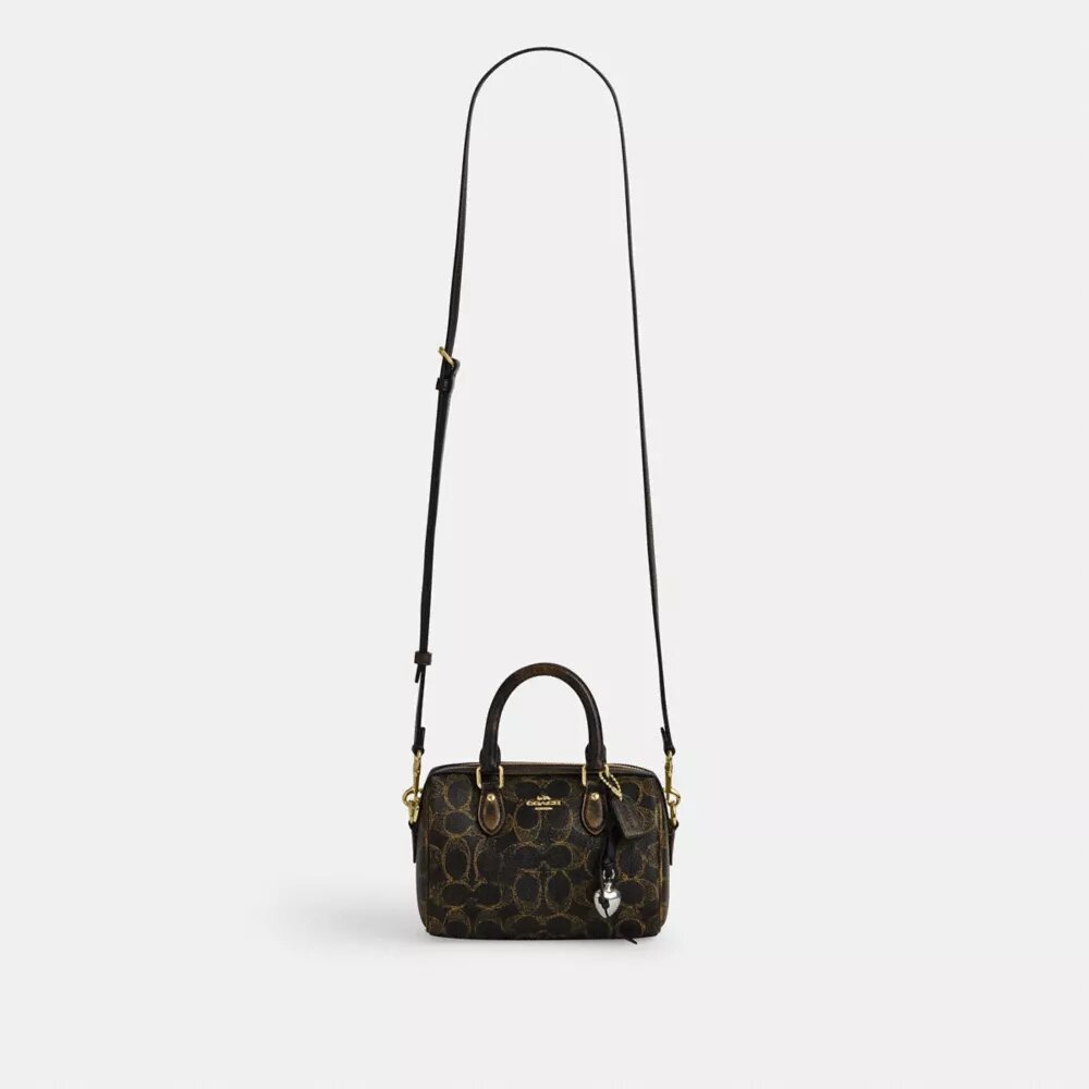 Mini Rowan Crossbody Bag in Loved Signature Canvas with Charms