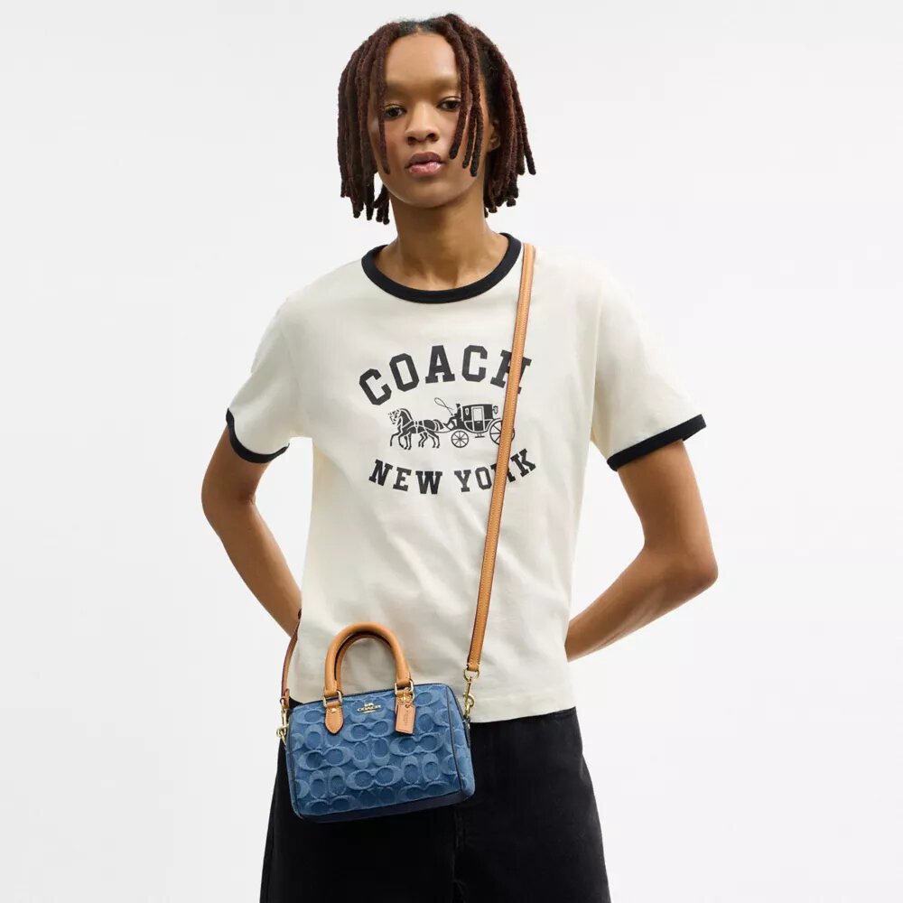 Mini Rowan Crossbody Bag in Signature Denim