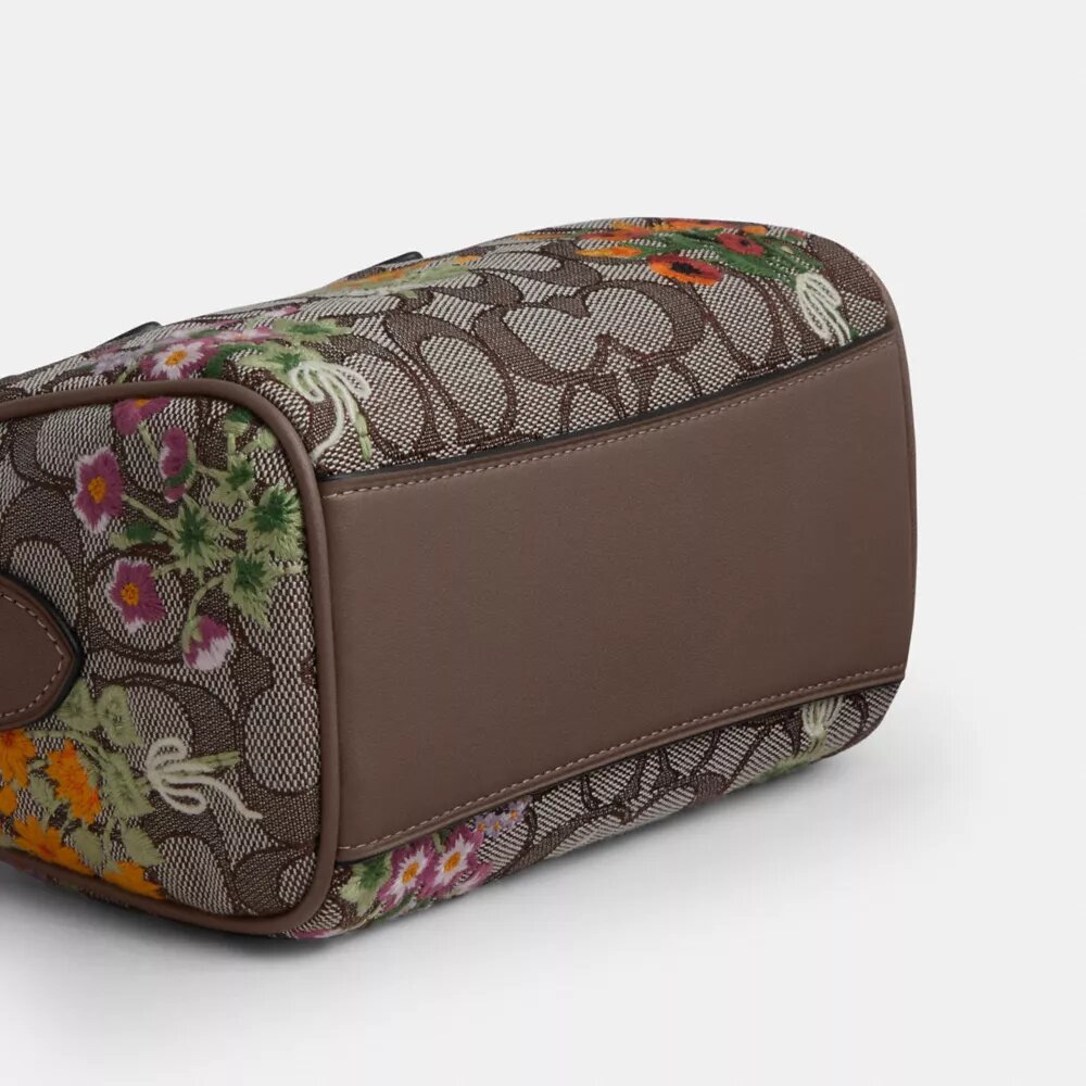 Mini Rowan Crossbody Bag in Signature Jacquard with Floral Embroidery